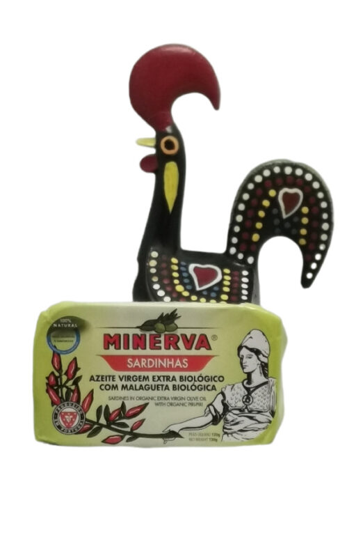 Minerva - Sardinhas em Azeite VE Biológico com Malagueta | Sardines in Extra Virgem Olijfolie met Chili Peper | 120gr | SaboresDePortugal.nl