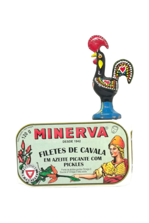Minerva - Filetes Cavala Azeite Picante com Pickles | Makreel in pittige olie en Zuurgoed | 120gr | SaboresDePortugal.nl