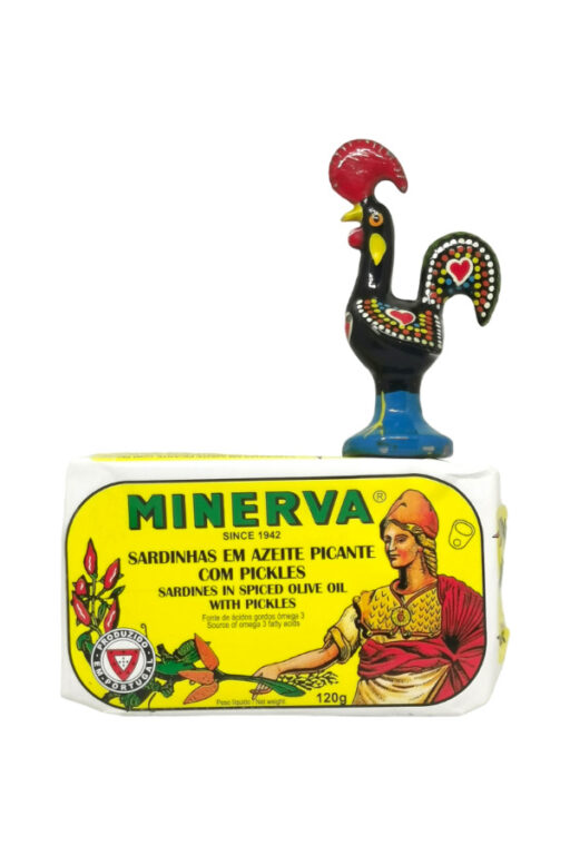 Minerva - Sardinhas em Azeite Picante com Pickles | Sardines in Pittige Olie met Zuurgoed | 120gr | SaboresDePortugal.nl